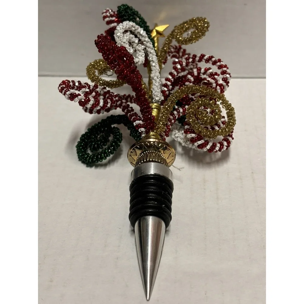 Pier 1 Imports Christmas Holiday Wine Bottle Stopper‎ Festive Oversized curls